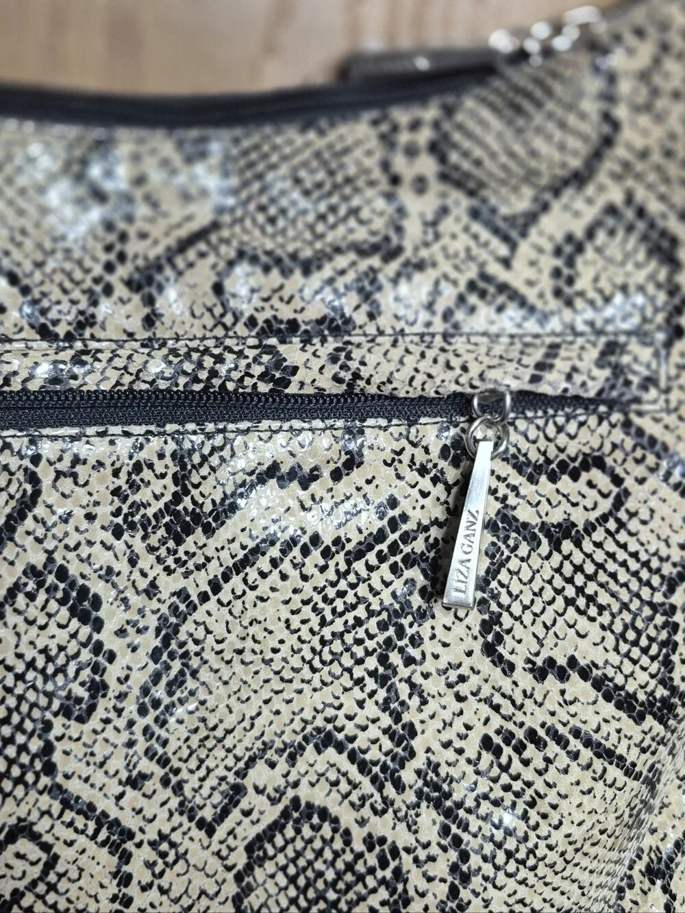 Vintage Liza Ganz patchwork snakeskin pyhton hobo shoulder bag 10.5